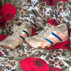 Vintage Diesel 00s Evelyn Sneakers Shoes Square Toe Asian Pattern 6.5 Women's